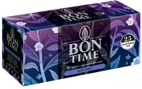 Bontime Черный чай 25 пакетиков с ароматом бергамота 50 гр. КДВ