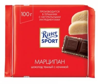 Шоколад RITTER SPORT Темный, МАРЦИПАН 100 гр. Лента