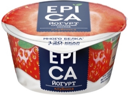 Йогурт Epica с клубникой, 4.8% 130 гр. Лента