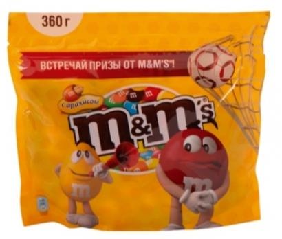 Драже M&M'S с арахисом и молочным шоколадом, 360 гр. Лента