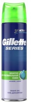 Гель для бритья GILLETTE Series для чувствительной кожи, 200 мл. Лента