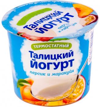 Йогурт термостатный Талицкий персик и маракуйя, 3%, 125 гр. Лента