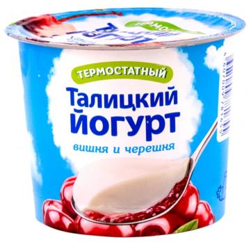 Йогурт термостатный Талицкий Вишня и черешня, 3%, 125 гр. Лента