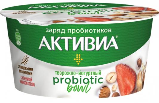 Активиа Творожно-йогуртный, с Клубникой и миксом орехов , 3,5%, 135 гр. Лента
