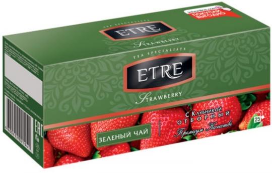 ETRE Strawberry Чай зеленый с клубникой, 25 пакетов, 50 гр. КДВ