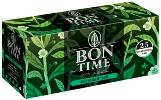 Bontime Чай зеленый, 25 пакетов, 50 гр. КДВ