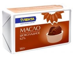 Масло ЛЕНТА сливочное шоколадное, 62% , 180 гр.