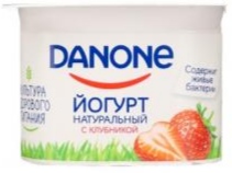 Йогурт DANONE густой Клубника, 2,9% 110 гр. Лента