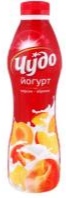 Йогурт ЧУДО питьевой персик абрикос, 2,4% 690 гр. Лента